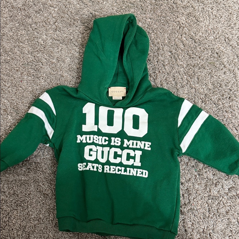 Gucci Kids Green Hoodie with Bold Print